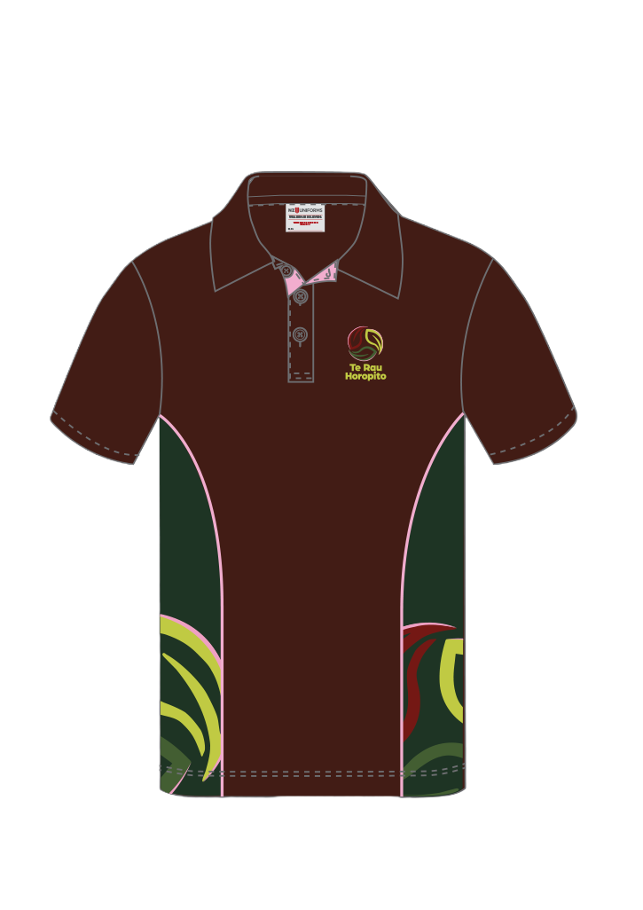 Te Rau Horopito Polo SS Maroon/Light Pink/Bottle